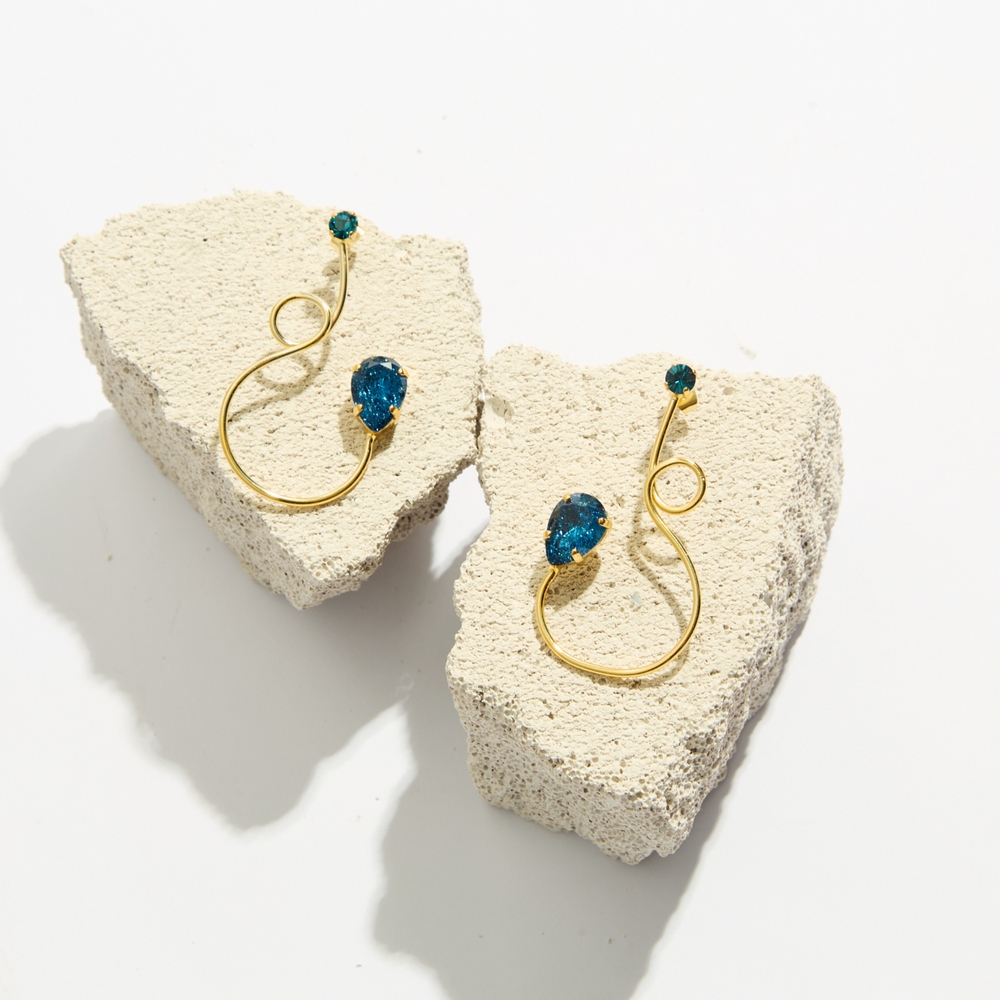 5760F Luna twist cracked χειροποίητα σκουλαρίκια Catherine bijoux Μπλε