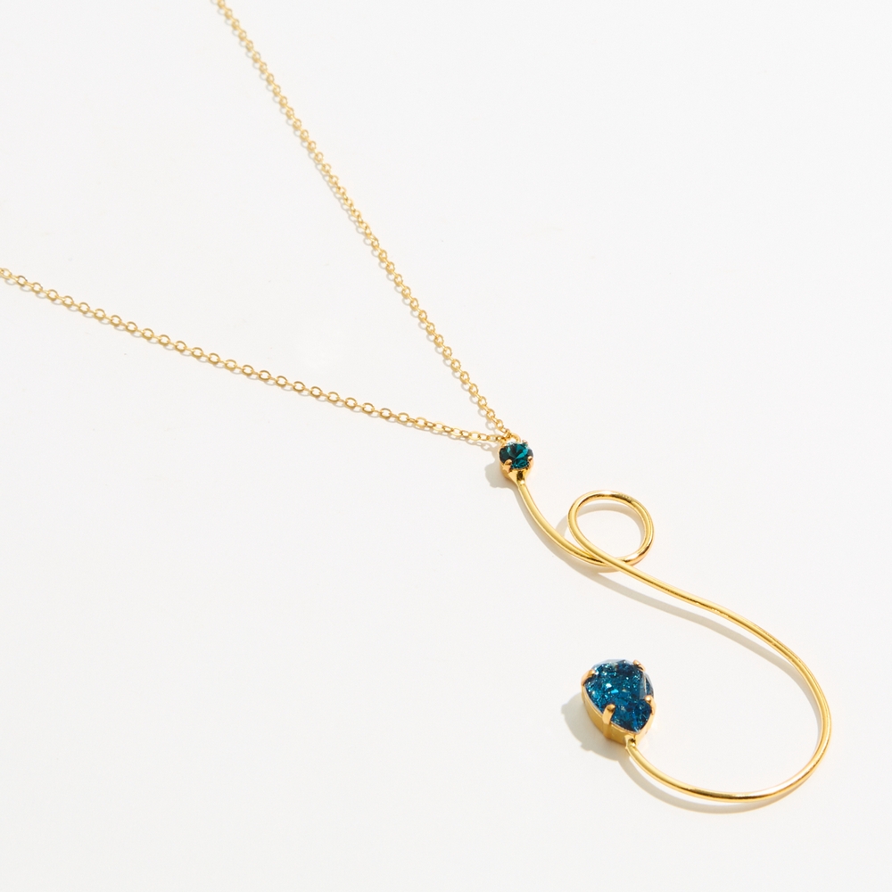 5760A Luna twist cracked μακρύ χειροποίητο κολιέ Catherine bijoux Μπλε