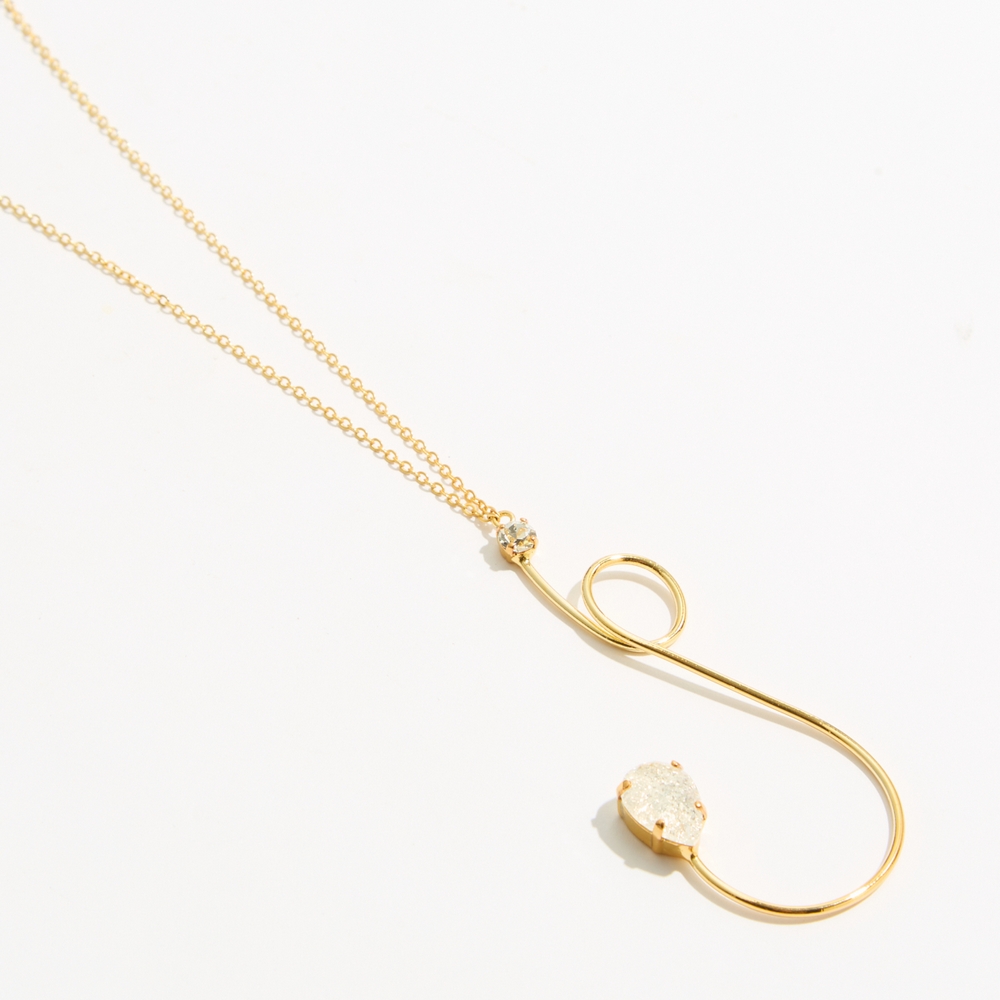 5760A Luna twist cracked μακρύ χειροποίητο κολιέ Catherine bijoux Χρυσό