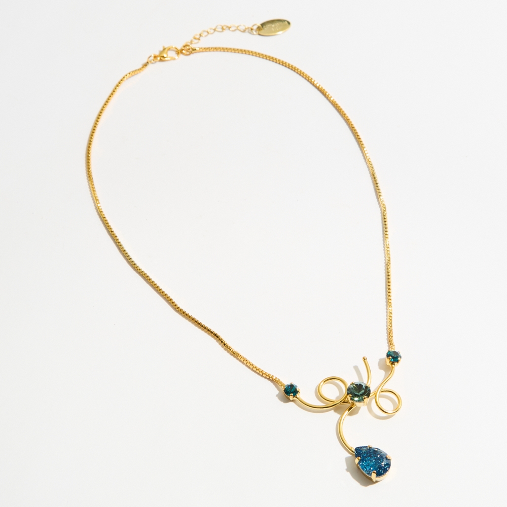 Alternative view of 5759A Luna twist cracked χειροποίητο κολιέ Catherine bijoux Μπλε