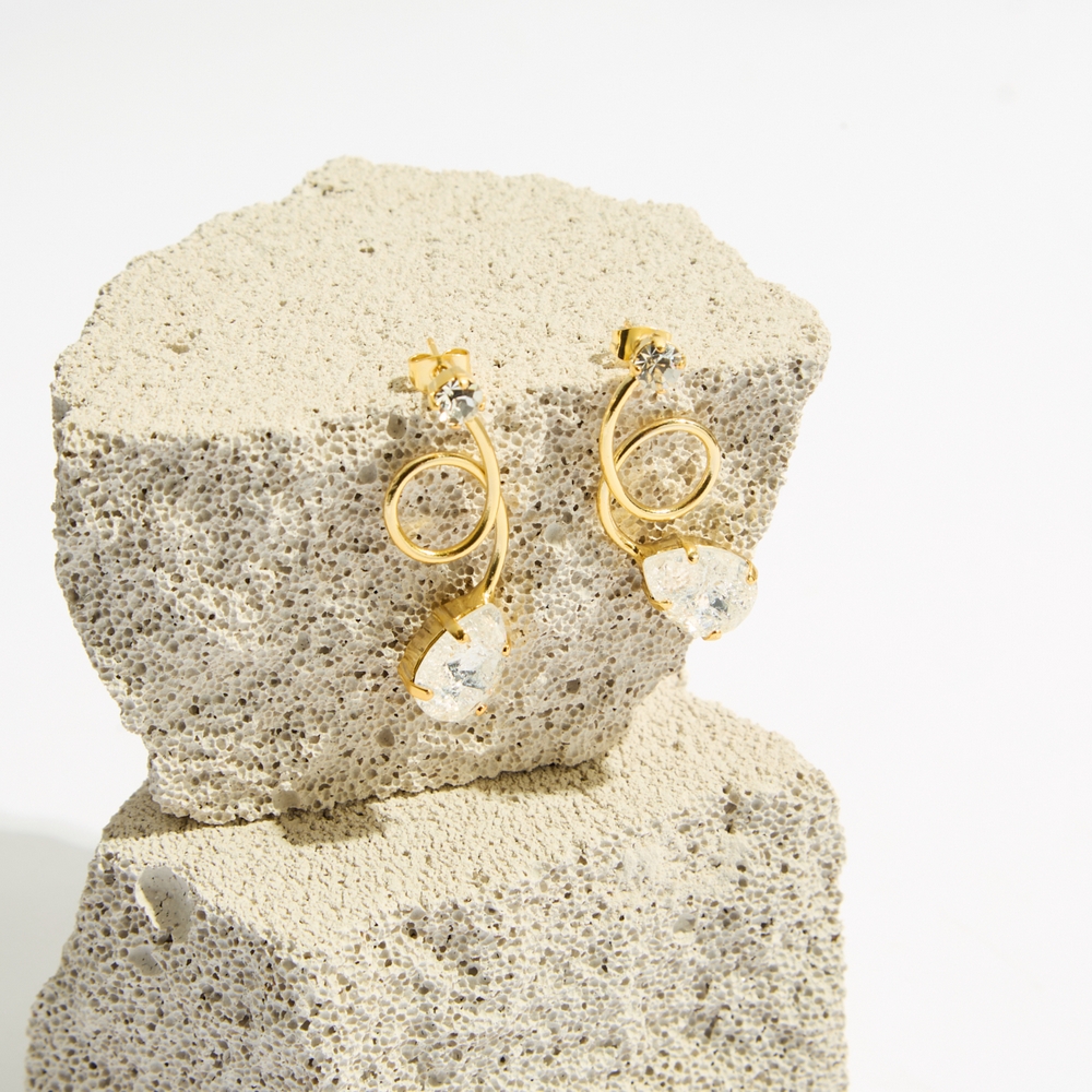 5759F Luna twist cracked χειροποίητα σκουλαρίκια Catherine bijoux Χρυσό
