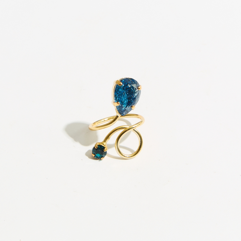 5759D Luna twist cracked χειροποίητο δαχτυλίδι Catherine bijoux Μπλε