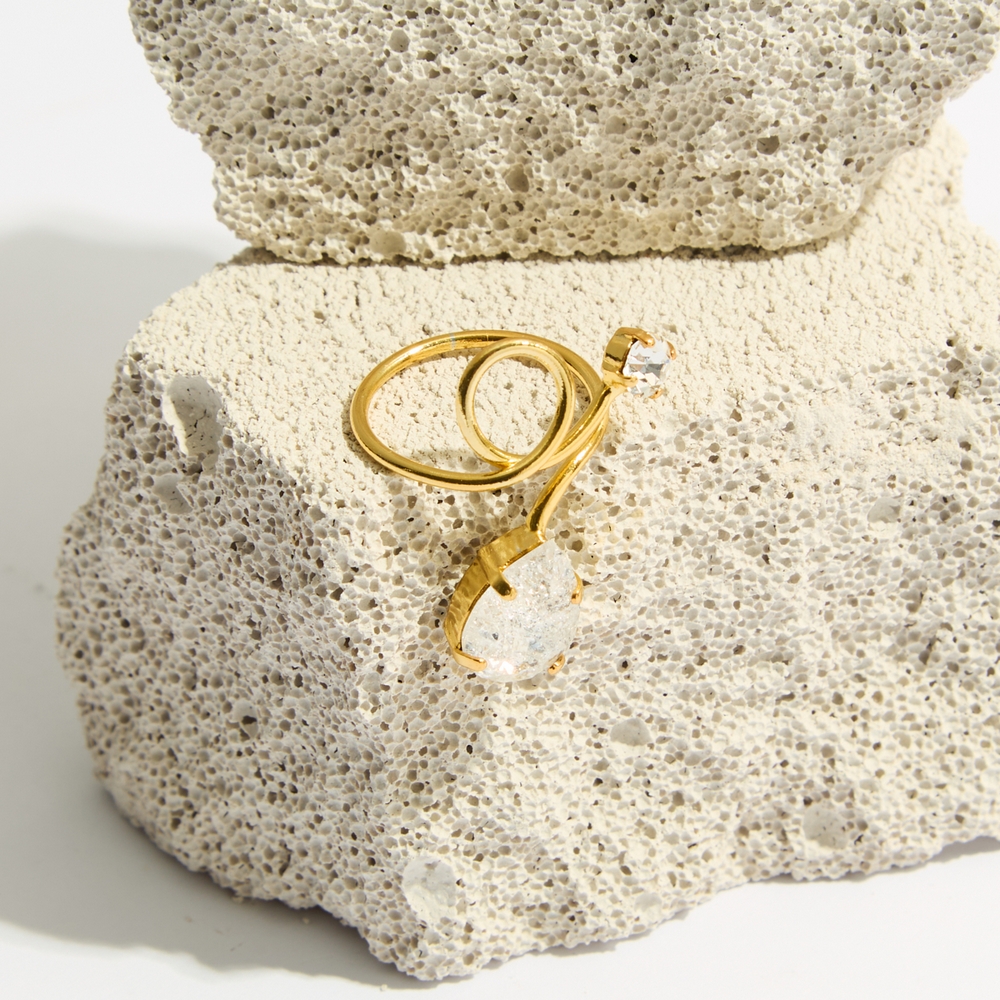 5759D Luna twist cracked χειροποίητο δαχτυλίδι Catherine bijoux Χρυσό
