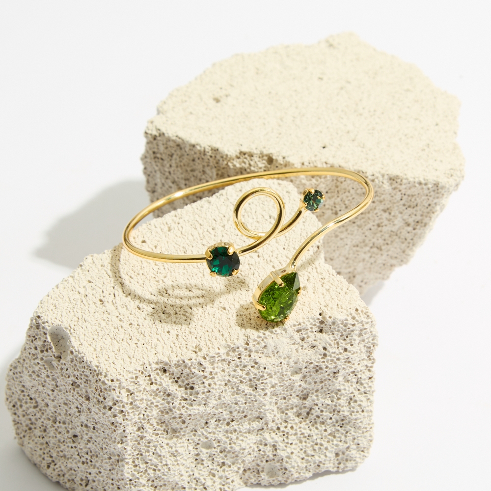 5759E Luna twist cracked handmade bracelet Catherine bijoux Green