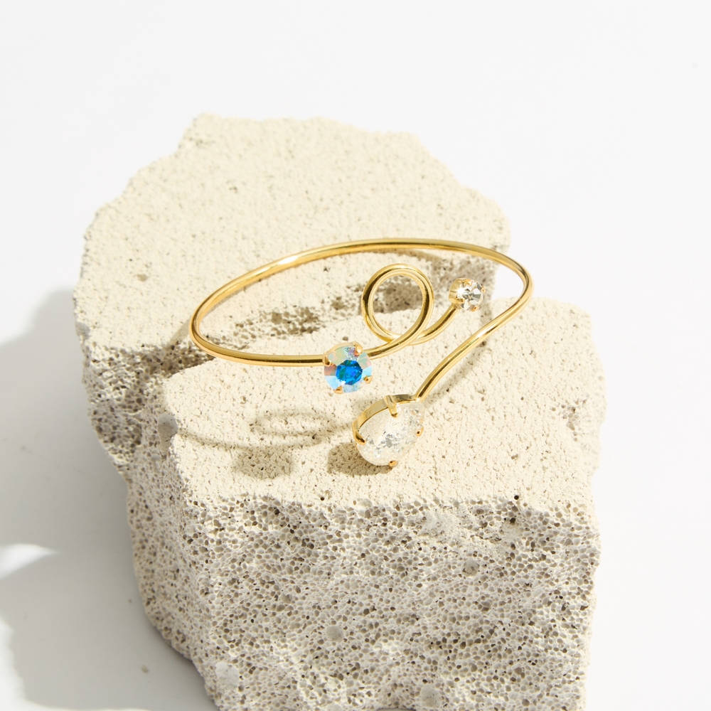 5759E Luna twist cracked handmade bracelet Catherine bijoux Gold