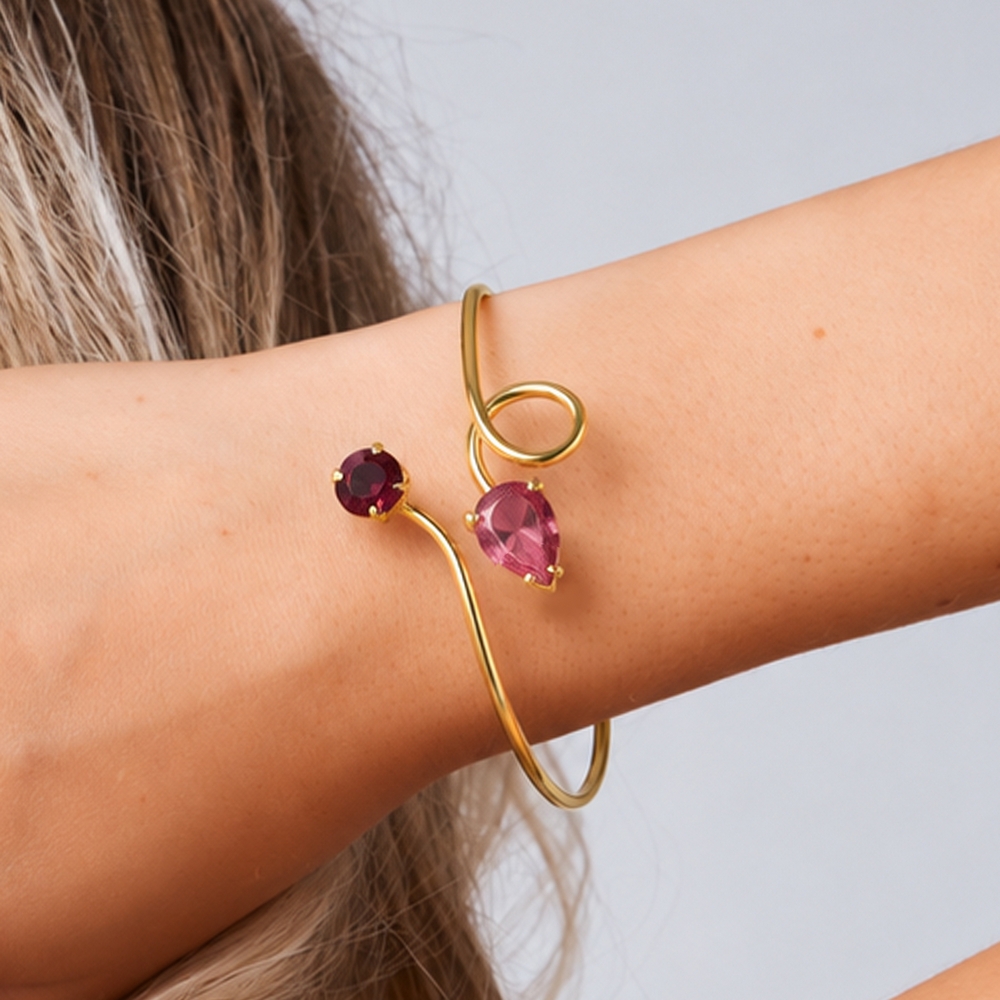 Alternative view of 5759E Luna twist cracked handmade bracelet Catherine bijoux Gold