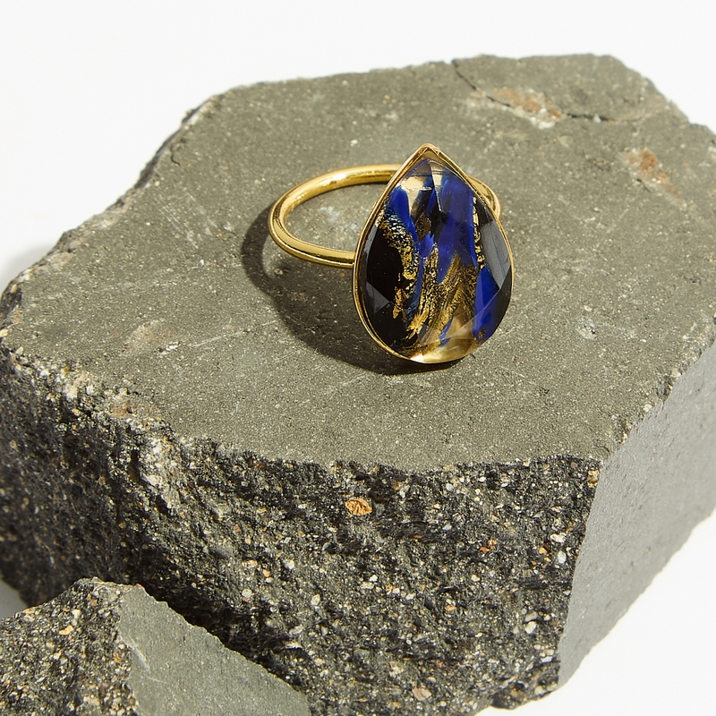 5751D Blue Aurora χειροποίητο δαχτυλίδι Catherine bijoux Μπλε