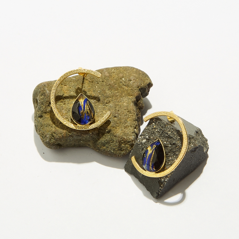 5749F Blue Aurora handmade earrings Catherine bijoux Blue