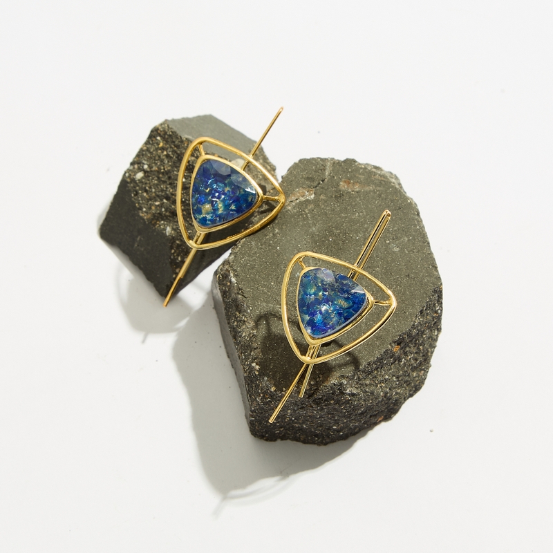 5867F Blue edge χειροποίητα σκουλαρίκια Catherine bijoux Μπλε