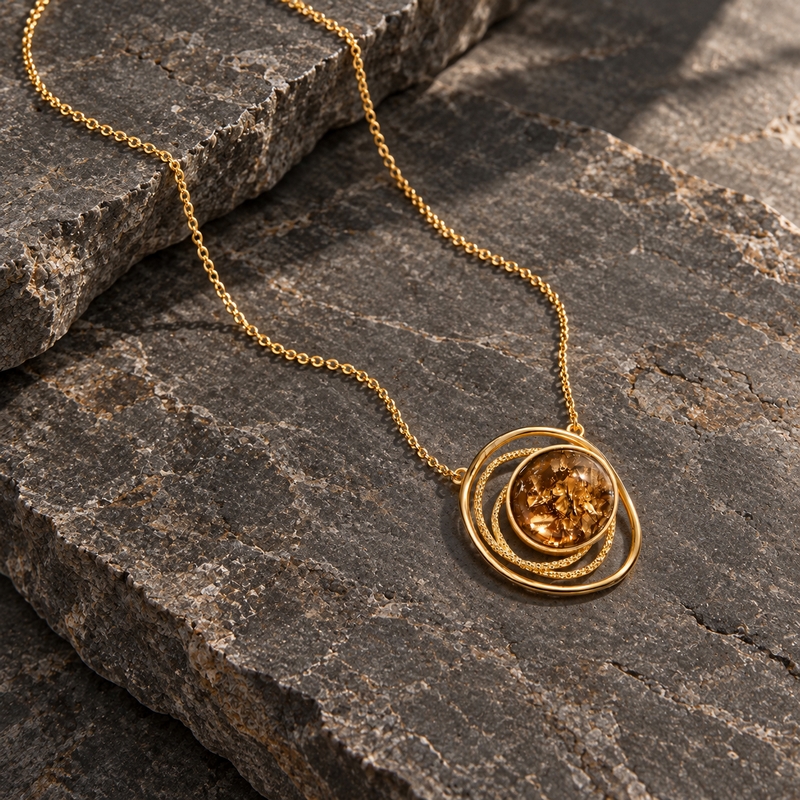 5844A Spiral radiance χειροποίητο κολιέ Catherine bijoux Καφέ