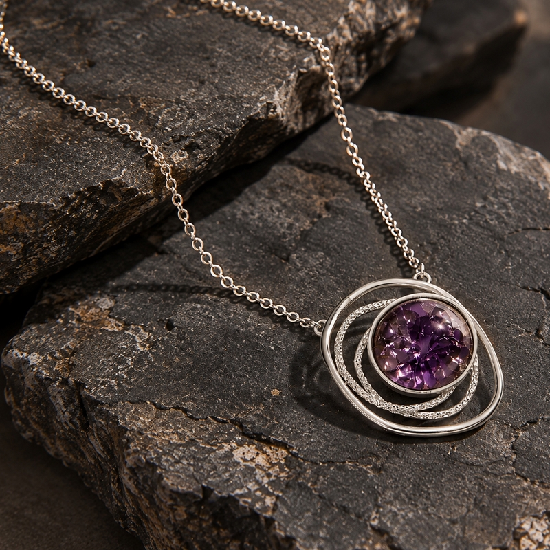 5844A Spiral radiance χειροποίητο κολιέ Catherine bijoux Μωβ