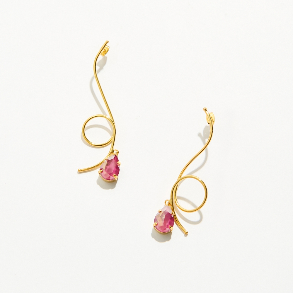 Alternative view of 5758F Luna twist cracked long handmade earrings Catherine bijoux Bordeaux