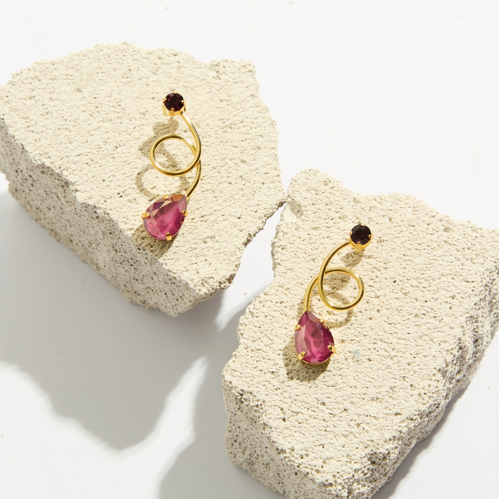 5759F Luna twist cracked handmade earrings Catherine bijoux Bordeaux