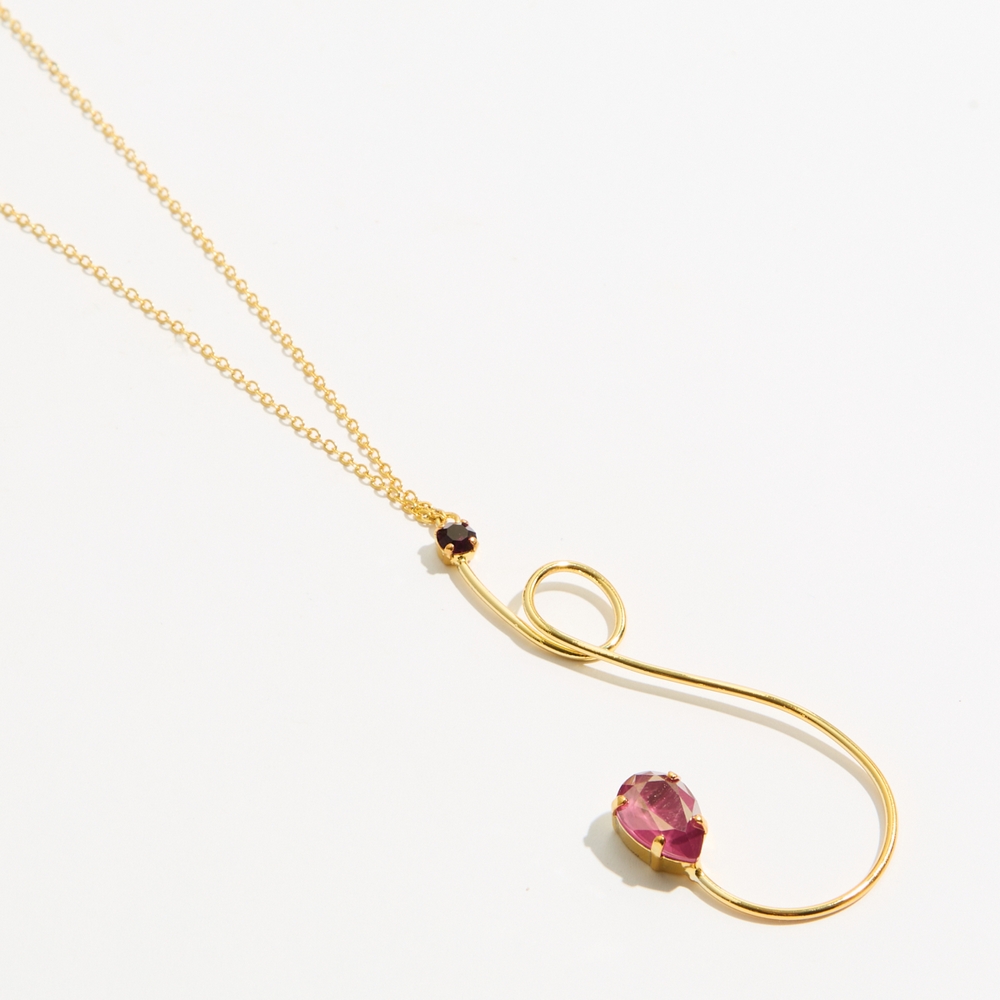 5760A Luna twist cracked μακρύ χειροποίητο κολιέ Catherine bijoux Μπορντώ