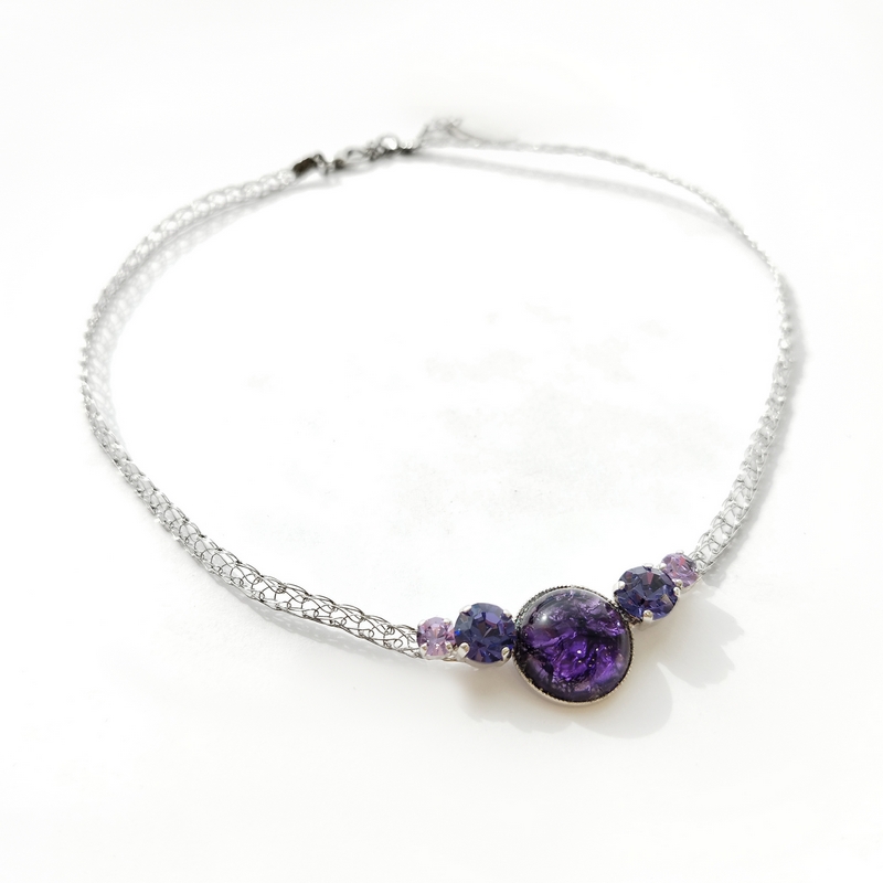 5846A Spiral radiance χειροποίητο κολιέ κοντό Catherine bijoux Μωβ
